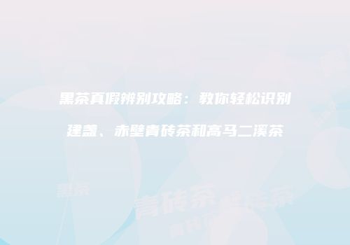 黑茶真假辨别攻略：教你轻松识别建盏、赤壁青砖茶和高马二溪茶