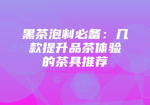 黑茶泡制必备：几款提升品茶体验的茶具推荐
