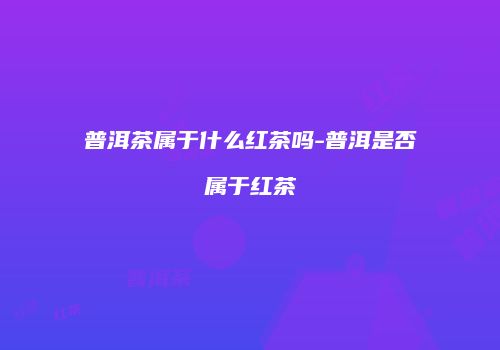 普洱茶属于什么红茶吗-普洱是否属于红茶
