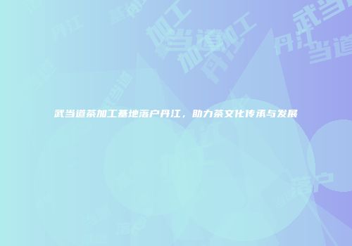 武当道茶加工基地落户丹江，助力茶文化传承与发展