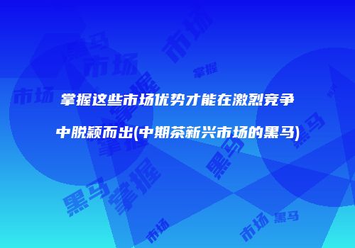掌握这些市场优势才能在激烈竞争中脱颖而出(中期茶新兴市场的黑马)