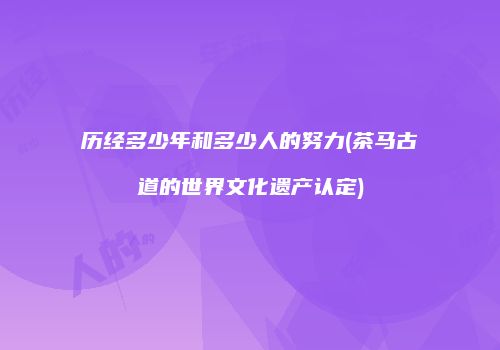 历经多少年和多少人的努力(茶马古道的世界文化遗产认定)