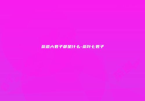 茶道六君子都是什么-茶叶七君子