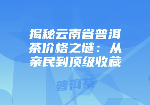 揭秘云南省普洱茶价格之谜：从亲民到顶级收藏