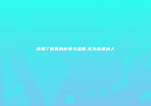 详细了解茶的种类与品质,成为茶道达人