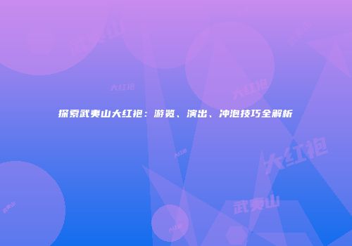探索武夷山大红袍：游览、演出、冲泡技巧全解析