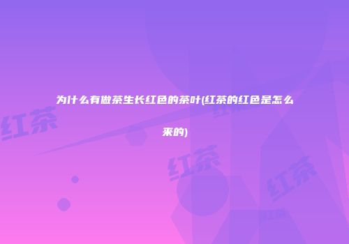 为什么有做茶生长红色的茶叶(红茶的红色是怎么来的)