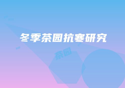 冬季茶园抗寒研究