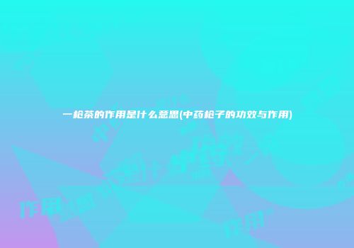 一枪茶的作用是什么意思(中药枪子的功效与作用)