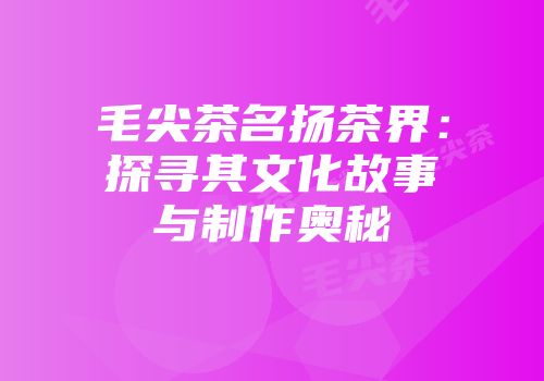 毛尖茶名扬茶界：探寻其文化故事与制作奥秘