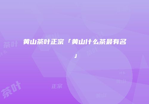 黄山茶叶正宗「黄山什么茶最有名」
