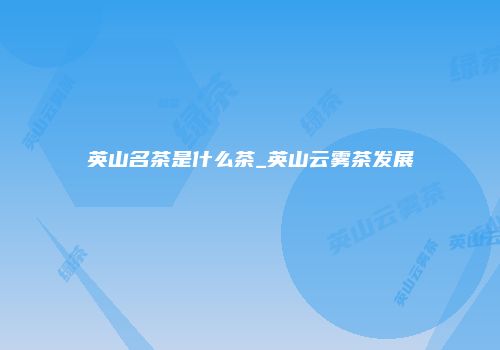 英山名茶是什么茶_英山云雾茶发展