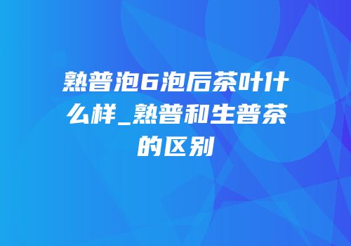 熟普泡6泡后茶叶什么样_熟普和生普茶的区别