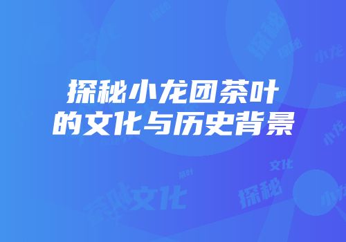探秘小龙团茶叶的文化与历史背景