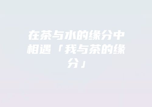 在茶与水的缘分中相遇「我与茶的缘分」