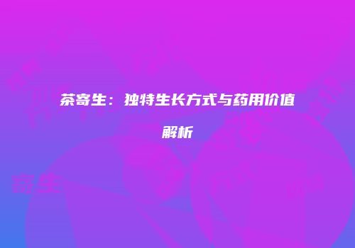 茶寄生：独特生长方式与药用价值解析