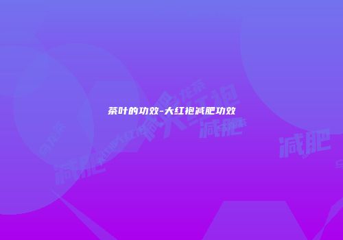茶叶的功效-大红袍减肥功效