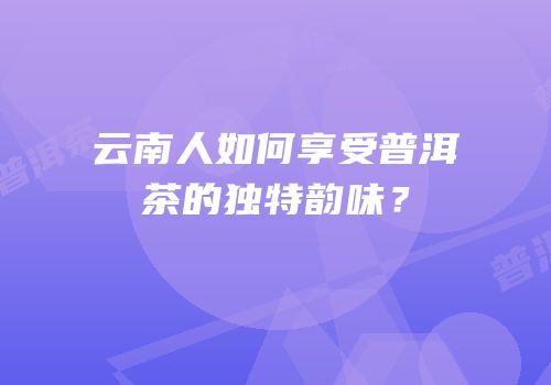 云南人如何享受普洱茶的独特韵味？