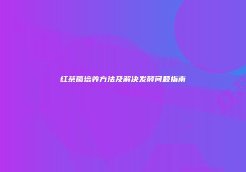 红茶菌培养方法及解决发酵问题指南