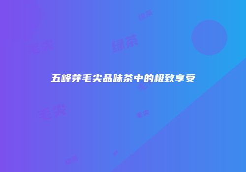 五峰芽毛尖品味茶中的极致享受