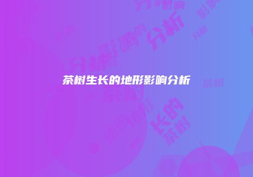 茶树生长的地形影响分析