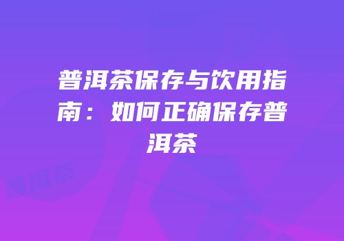 普洱茶保存与饮用指南：如何正确保存普洱茶