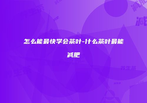 怎么能最快学会茶叶-什么茶叶最能减肥