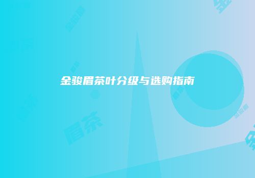 金骏眉茶叶分级与选购指南