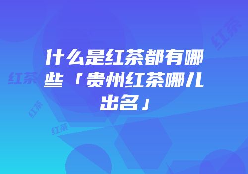 什么是红茶都有哪些「贵州红茶哪儿出名」