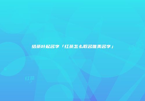 给茶叶起名字「红茶怎么取名唯美名字」