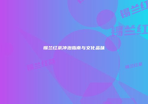 锡兰红茶冲泡指南与文化品味