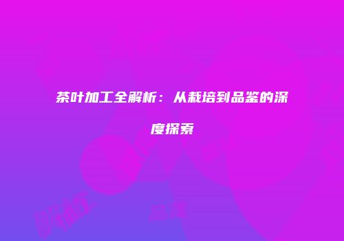 茶叶加工全解析：从栽培到品鉴的深度探索