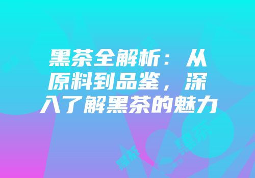黑茶全解析：从原料到品鉴，深入了解黑茶的魅力
