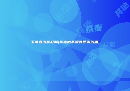 玉茶壶泡茶好吗(茶壶泡茶是有原则的嘛)
