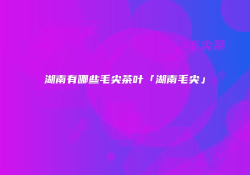 湖南有哪些毛尖茶叶「湖南毛尖」