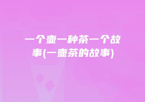 一个壶一种茶一个故事(一壶茶的故事)