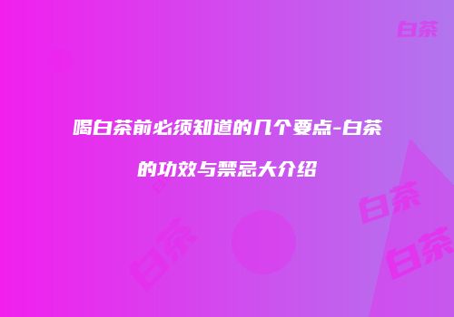 喝白茶前必须知道的几个要点-白茶的功效与禁忌大介绍