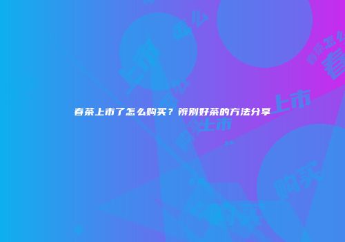 春茶上市了怎么购买？辨别好茶的方法分享