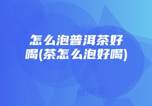 怎么泡普洱茶好喝(茶怎么泡好喝)
