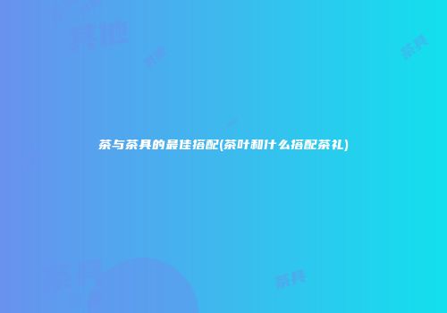 茶与茶具的最佳搭配(茶叶和什么搭配茶礼)