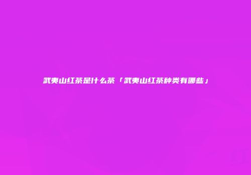 武夷山红茶是什么茶「武夷山红茶种类有哪些」