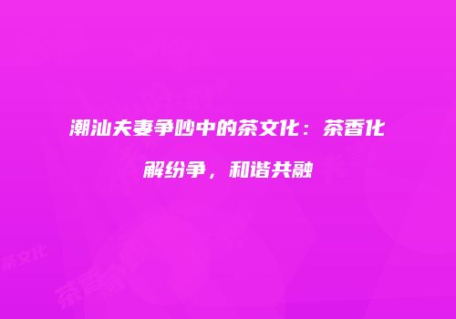 潮汕夫妻争吵中的茶文化：茶香化解纷争，和谐共融