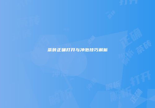 茶砖正确打开与冲泡技巧解析