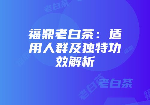 福鼎老白茶：适用人群及独特功效解析