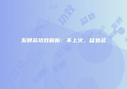 发酵茶功效解析：不上火，益处多