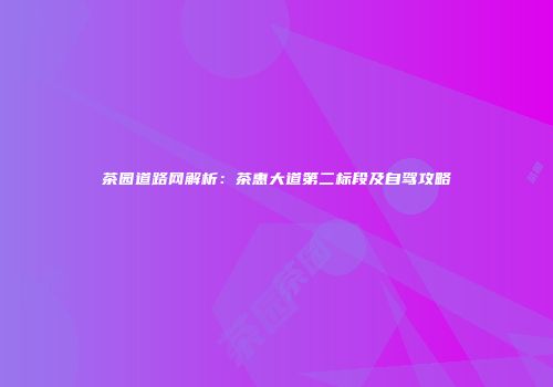 茶园道路网解析：茶惠大道第二标段及自驾攻略