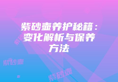 紫砂壶养护秘籍：变化解析与保养方法