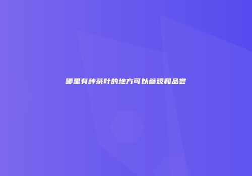 哪里有种茶叶的地方可以参观和品尝