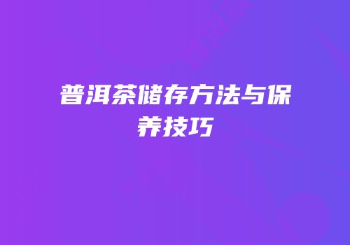 普洱茶储存方法与保养技巧