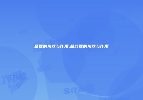 金莲的功效与作用,金线莲的功效与作用